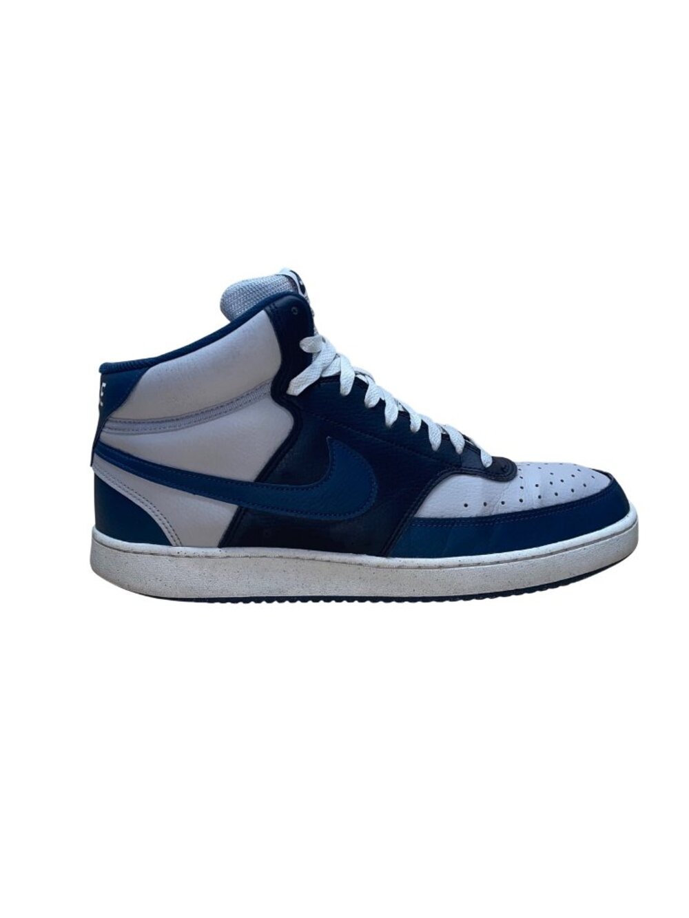 Nike Men’s Navy Blue & Gray Court Vision High-Top Lace-Up Sneakers Size 12